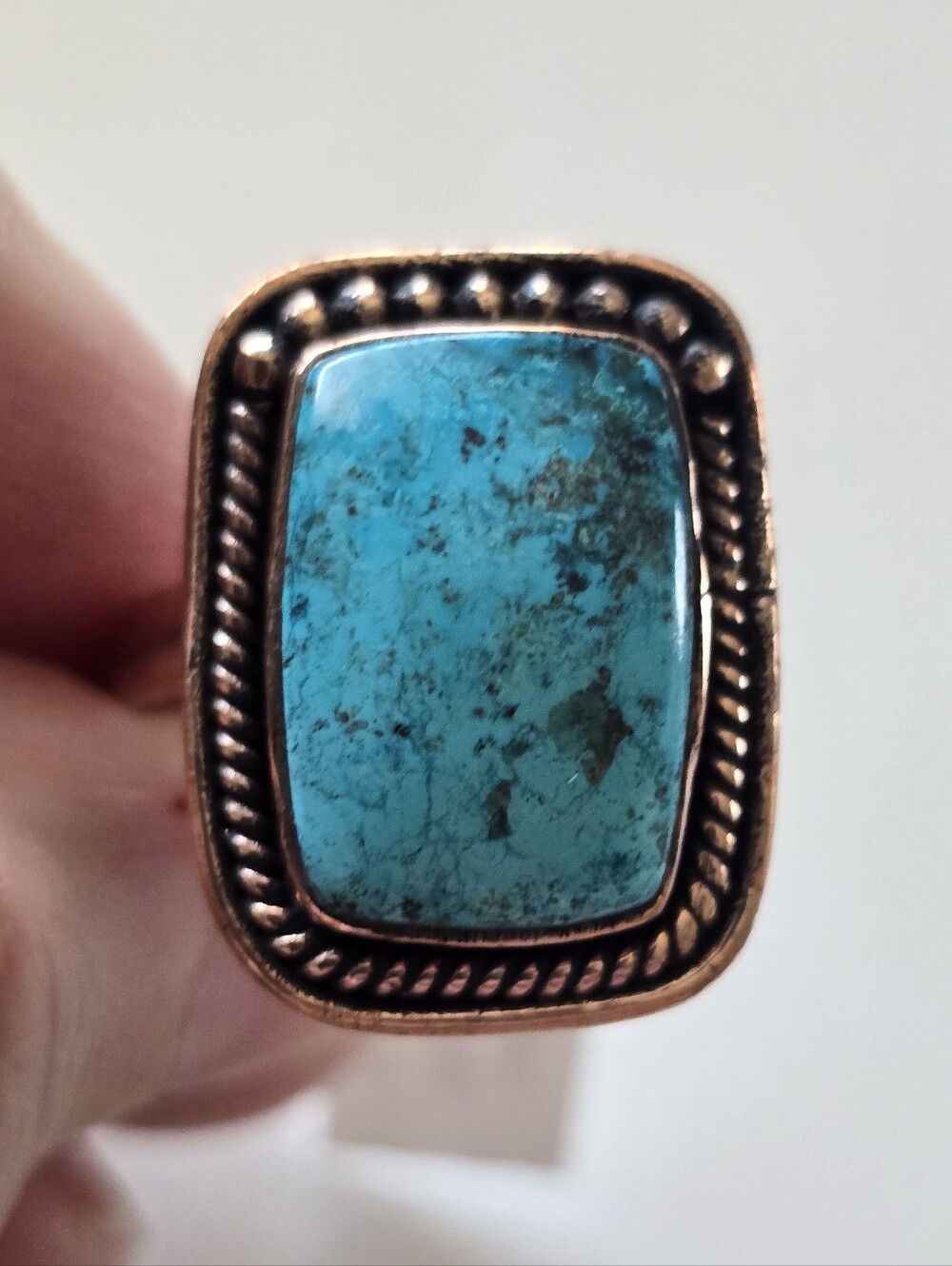 Shattuckite Copper Ring, Southwestern
